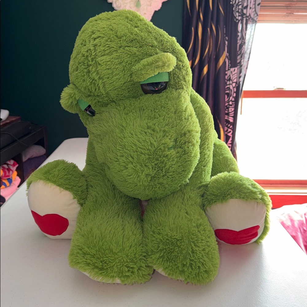 #5.  Large Adorable Green Dinosaur Plush